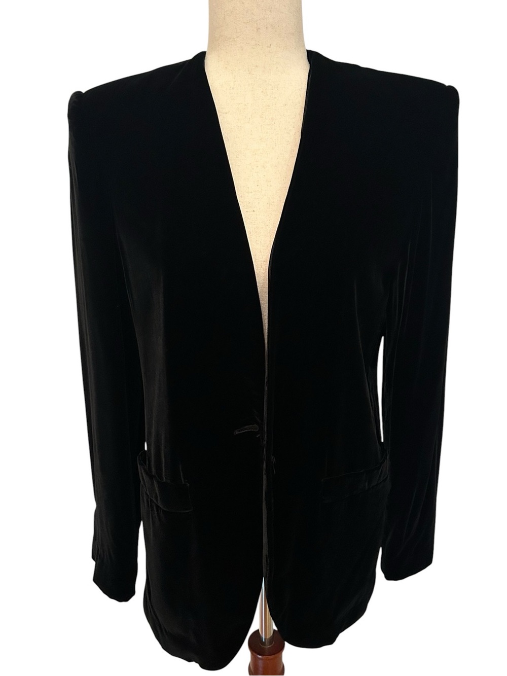 CHRISTIAN DIOR VTG 80s 90s Black Velvet Blazer Jacket Women’s Sz 6 Cocktail